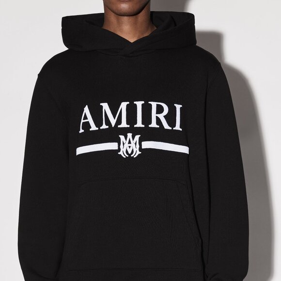 AMIRI MA BAR LOGO Embroidered Hoodie Black Size L New 100% Cotton - Picture 2 of 14